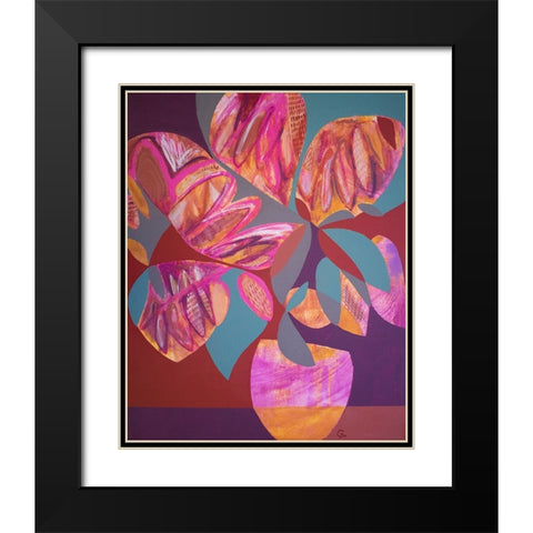 Pink Flowers Black Modern Wood Framed Art Print with Double Matting by Avila, Gabriela