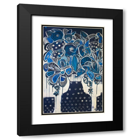Indigo Black Modern Wood Framed Art Print with Double Matting by Avila, Gabriela