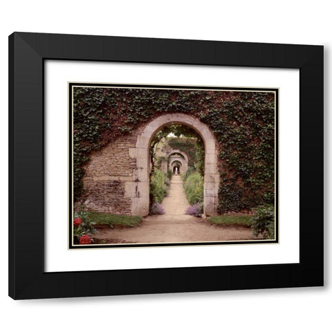 Banc de Jardin - 3 Black Modern Wood Framed Art Print with Double Matting by Blaustein, Alan