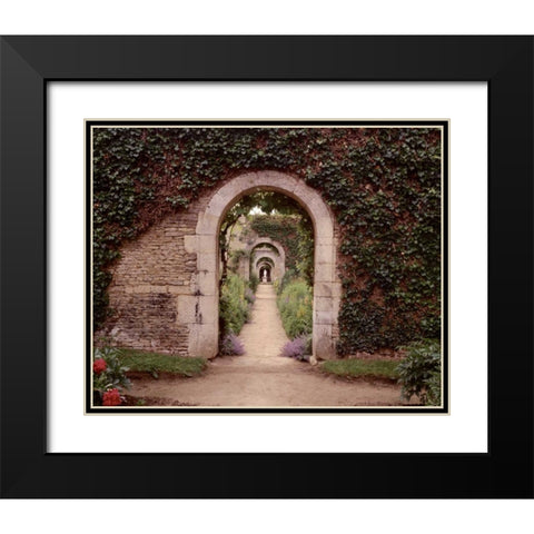 Banc de Jardin - 3 Black Modern Wood Framed Art Print with Double Matting by Blaustein, Alan