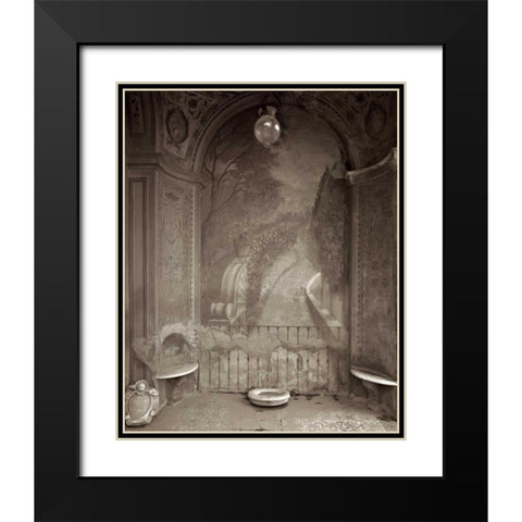 Banc de Jardin - 34 Black Modern Wood Framed Art Print with Double Matting by Blaustein, Alan