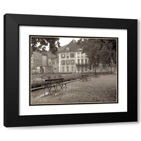 Banc de Jardin - 43 Black Modern Wood Framed Art Print with Double Matting by Blaustein, Alan