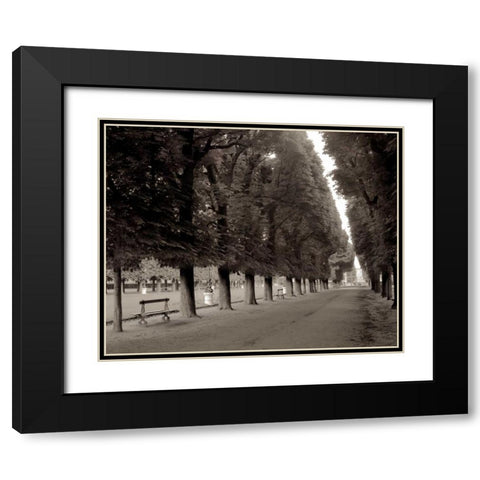 Banc de Jardin - 47 Black Modern Wood Framed Art Print with Double Matting by Blaustein, Alan