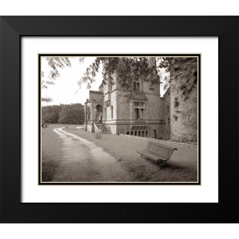 Banc de Jardin - 60 Black Modern Wood Framed Art Print with Double Matting by Blaustein, Alan