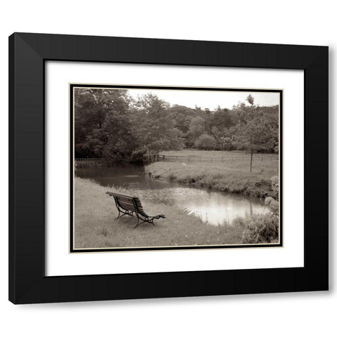 Banc de Jardin - 64 Black Modern Wood Framed Art Print with Double Matting by Blaustein, Alan