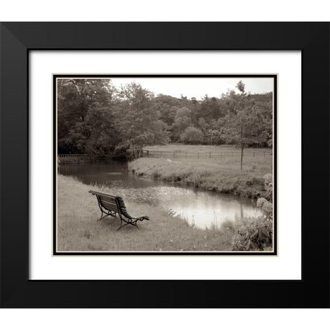 Banc de Jardin - 64 Black Modern Wood Framed Art Print with Double Matting by Blaustein, Alan