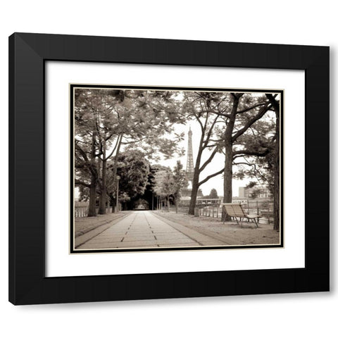 Promenade et Tour Eiffel - 1 Black Modern Wood Framed Art Print with Double Matting by Blaustein, Alan