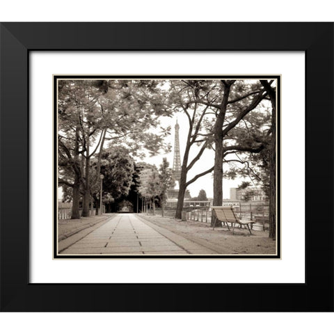 Promenade et Tour Eiffel - 1 Black Modern Wood Framed Art Print with Double Matting by Blaustein, Alan