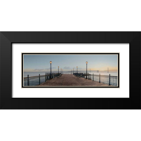 Broadway Pier Pano - 124 Black Modern Wood Framed Art Print with Double Matting by Blaustein, Alan