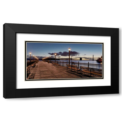 Broadway Pier Pano - 114 Black Modern Wood Framed Art Print with Double Matting by Blaustein, Alan