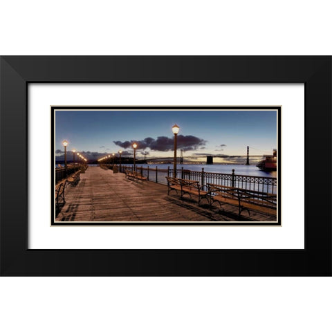 Broadway Pier Pano - 114 Black Modern Wood Framed Art Print with Double Matting by Blaustein, Alan