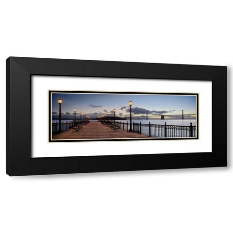 Broadway Pier Pano - 115 Black Modern Wood Framed Art Print with Double Matting by Blaustein, Alan