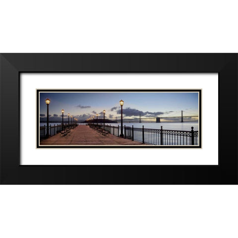 Broadway Pier Pano - 115 Black Modern Wood Framed Art Print with Double Matting by Blaustein, Alan