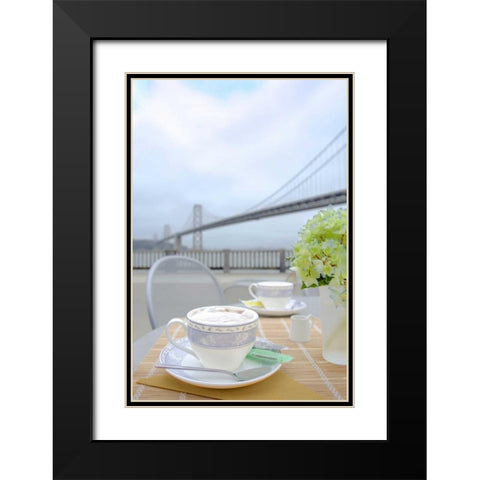 Dream Cafe Bay Bridge - 2 Black Modern Wood Framed Art Print with Double Matting by Blaustein, Alan