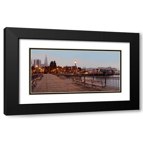 Broadway Pier Pano - 113 Black Modern Wood Framed Art Print with Double Matting by Blaustein, Alan
