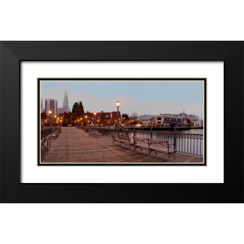 Broadway Pier Pano - 113 Black Modern Wood Framed Art Print with Double Matting by Blaustein, Alan