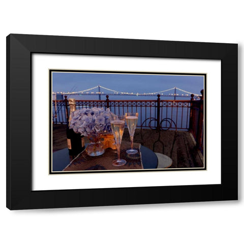 Dream Cafe Bay Bridge - 18 Black Modern Wood Framed Art Print with Double Matting by Blaustein, Alan