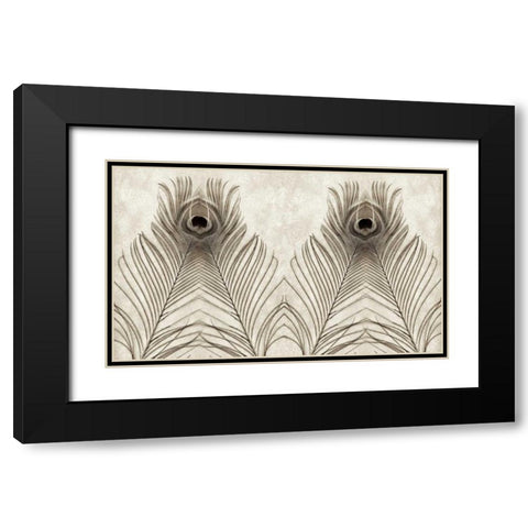 Feathers Panel - 5 Black Modern Wood Framed Art Print with Double Matting by Blaustein, Alan