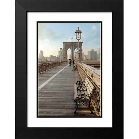 Brooklyn Bridge Black Modern Wood Framed Art Print with Double Matting by Blaustein, Alan