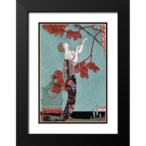 Fashion Illustration 1914 Black Modern Wood Framed Art Print with Double Matting by Barbier, Georges