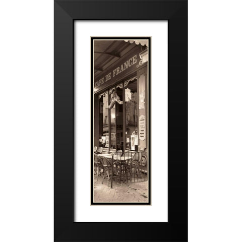 Cafe de France Black Modern Wood Framed Art Print with Double Matting by Blaustein, Alan