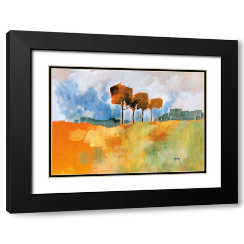 Four Trees Black Modern Wood Framed Art Print with Double Matting by Bailey, Paul