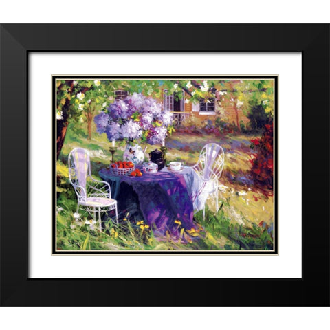 Lilac Tea Party Black Modern Wood Framed Art Print with Double Matting by Benjamin