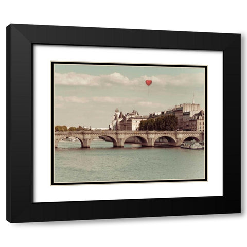 Paris Bridges Black Modern Wood Framed Art Print with Double Matting by Bevan, Keri