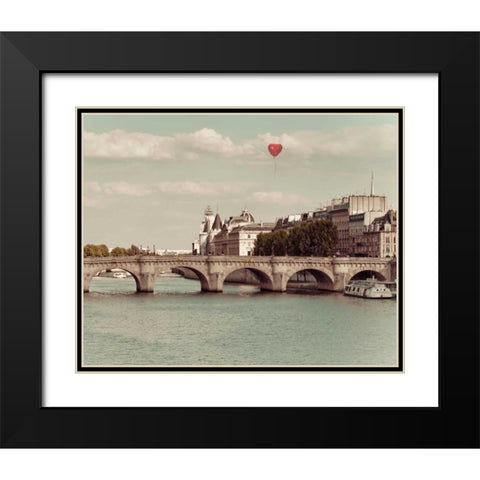 Paris Bridges Black Modern Wood Framed Art Print with Double Matting by Bevan, Keri