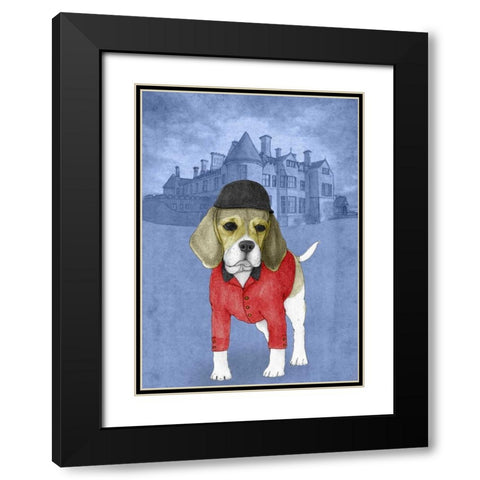Beagle with Beaulieu Palace Black Modern Wood Framed Art Print with Double Matting by Barruf