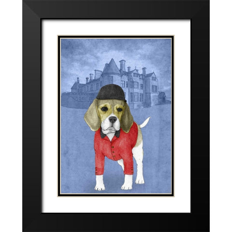 Beagle with Beaulieu Palace Black Modern Wood Framed Art Print with Double Matting by Barruf