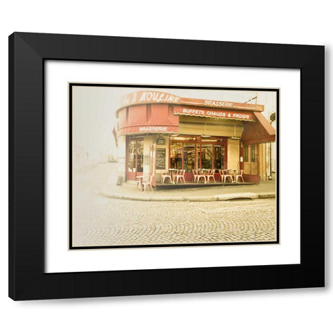 Paris Brasserie Black Modern Wood Framed Art Print with Double Matting by Bevan, Keri