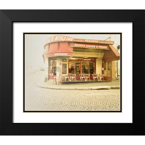 Paris Brasserie Black Modern Wood Framed Art Print with Double Matting by Bevan, Keri
