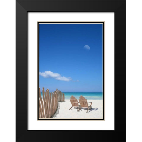 Chairs under the Moon Black Modern Wood Framed Art Print with Double Matting by Bay, Noah