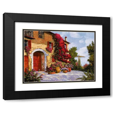 Bouganville Black Modern Wood Framed Art Print with Double Matting by Borelli, Guido