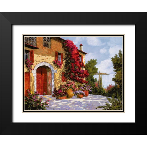 Bouganville Black Modern Wood Framed Art Print with Double Matting by Borelli, Guido