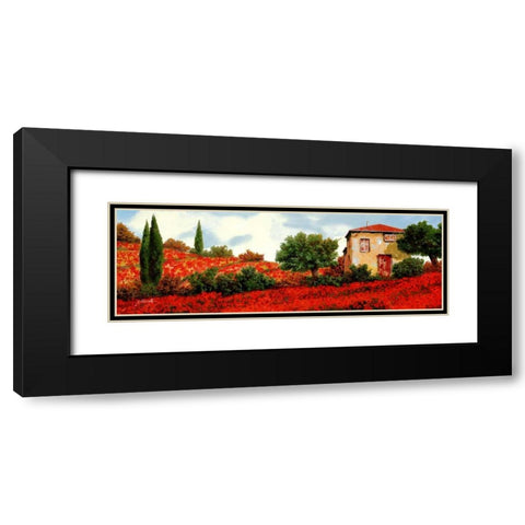 I Papaveri Sulle Colline Black Modern Wood Framed Art Print with Double Matting by Borelli, Guido