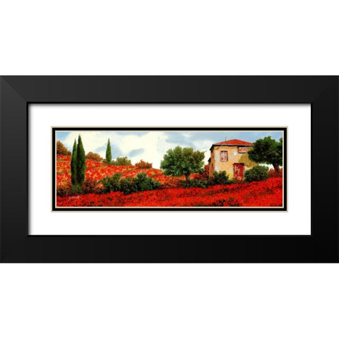I Papaveri Sulle Colline Black Modern Wood Framed Art Print with Double Matting by Borelli, Guido