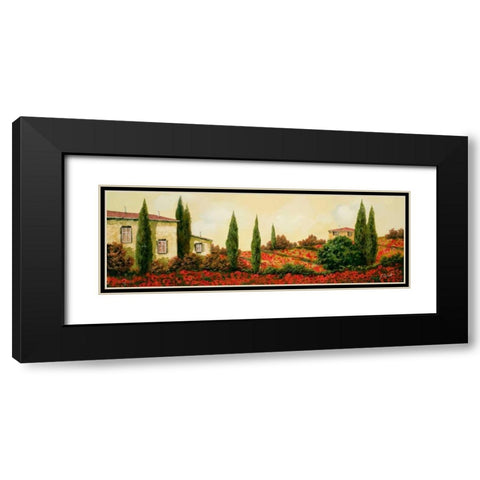 Tre Case Tra I Papaveri Black Modern Wood Framed Art Print with Double Matting by Borelli, Guido