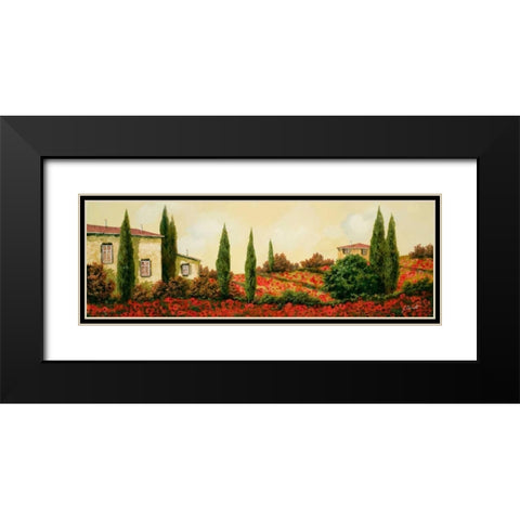 Tre Case Tra I Papaveri Black Modern Wood Framed Art Print with Double Matting by Borelli, Guido