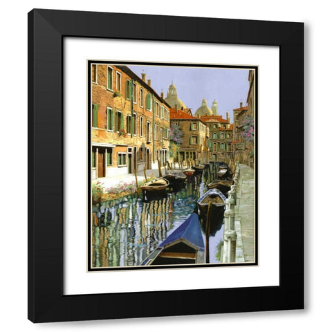 La Barche Sul Canale Black Modern Wood Framed Art Print with Double Matting by Borelli, Guido