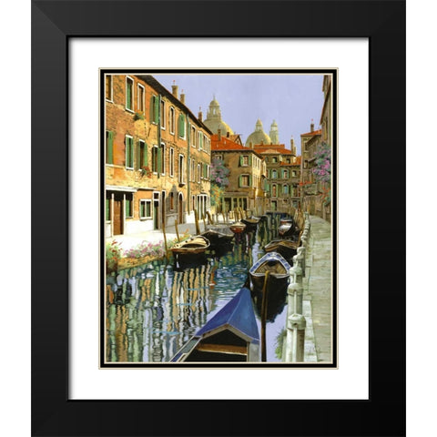 La Barche Sul Canale Black Modern Wood Framed Art Print with Double Matting by Borelli, Guido