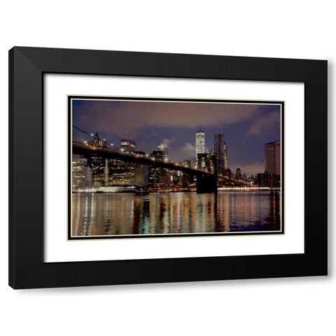Brooklyn Bridge at Dawn Black Modern Wood Framed Art Print with Double Matting by Blaustein, Alan