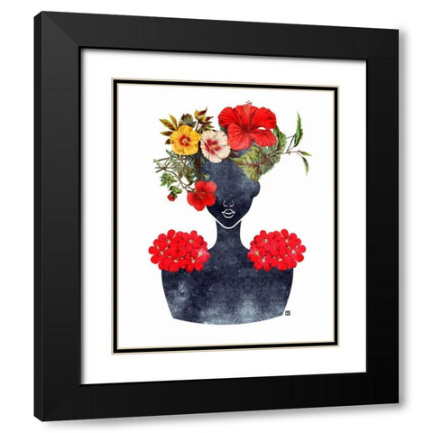 Flower Crown Silhouette I Black Modern Wood Framed Art Print with Double Matting by Brown, Tabitha
