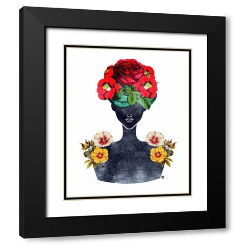Flower Crown Silhouette III Black Modern Wood Framed Art Print with Double Matting by Brown, Tabitha