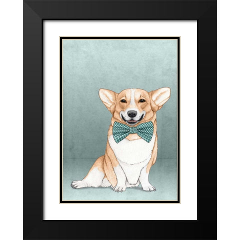 Corgi Dog Black Modern Wood Framed Art Print with Double Matting by Barruf