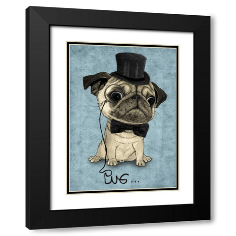 Gentle Pug Black Modern Wood Framed Art Print with Double Matting by Barruf
