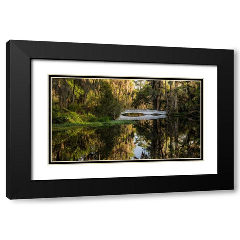 Long White Bridge Black Modern Wood Framed Art Print with Double Matting by Burt, Daniel
