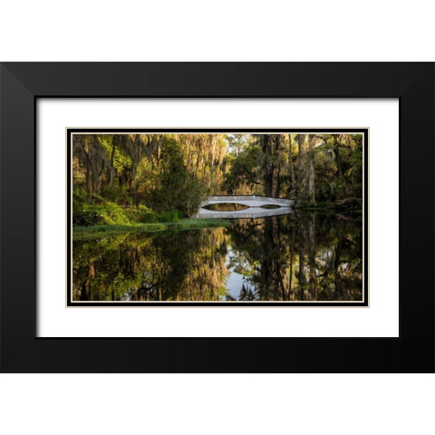Long White Bridge Black Modern Wood Framed Art Print with Double Matting by Burt, Daniel