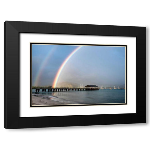 Rainbows at Hanalei Black Modern Wood Framed Art Print with Double Matting by Burt, Daniel